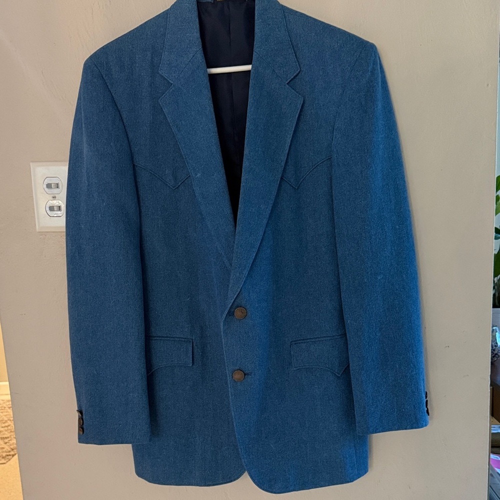 Circle S Western Cowboy Denim Style Blue Men's Landman Blazer 100% cotton 40R